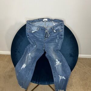 Eloquii Blue Distressed Skinny Jeans